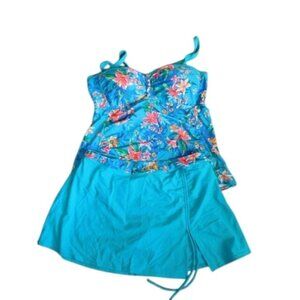 Yonique Size 18W Plus Size 2 Piece Tankini Swimsuit Swim Set NWT